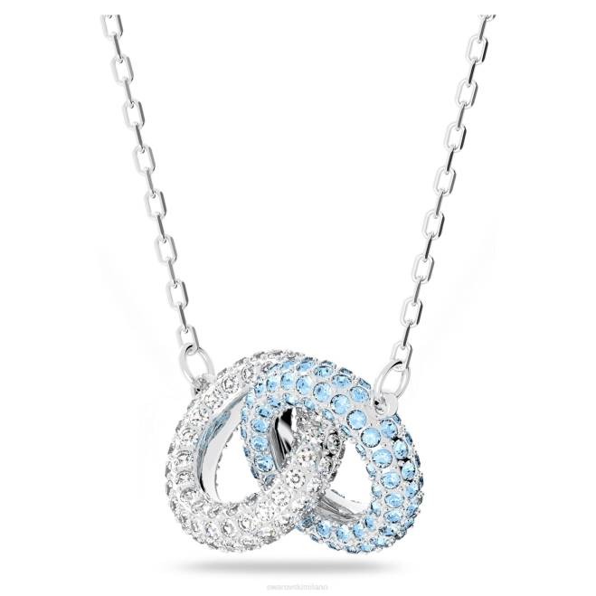 Swarovski DV4B136 gioielleria pavè, cerchi intrecciati, blu, rodiato collana di pietra