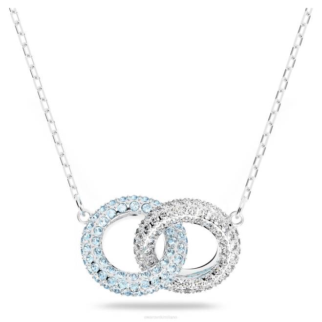 Swarovski DV4B136 gioielleria pavè, cerchi intrecciati, blu, rodiato collana di pietra