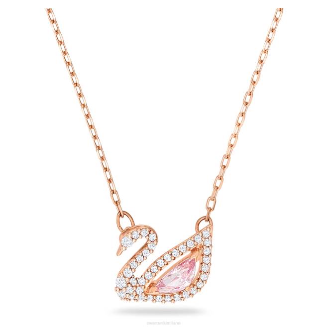 Swarovski DV4B13 gioielleria cigno, rosa, placcato tonalità oro rosa abbagliante collana di cigno