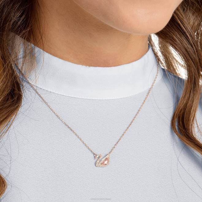 Swarovski DV4B13 gioielleria cigno, rosa, placcato tonalità oro rosa abbagliante collana di cigno