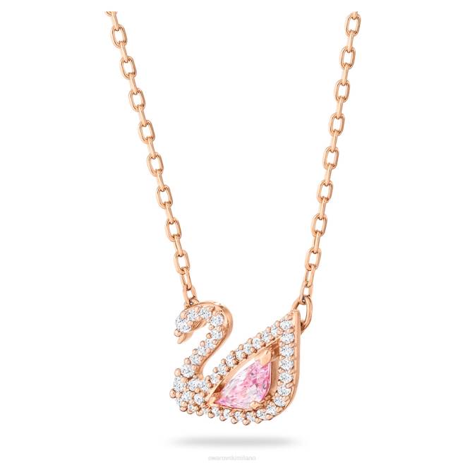 Swarovski DV4B13 gioielleria cigno, rosa, placcato tonalità oro rosa abbagliante collana di cigno