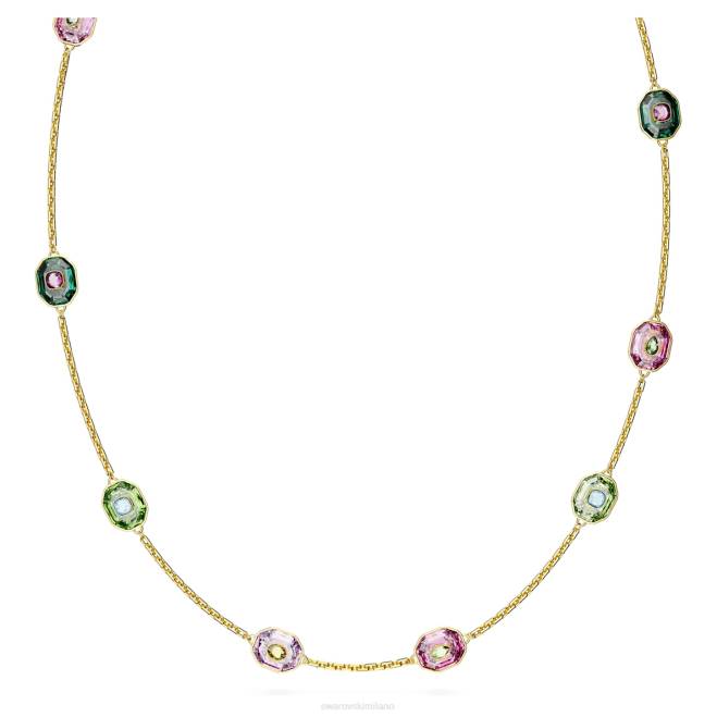 Swarovski DV4B141 gioielleria Taglio ottagonale, multicolore, placcato color oro collana cromatica