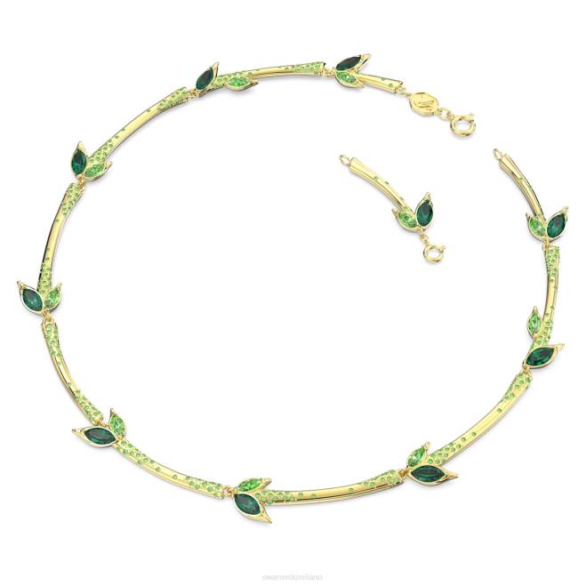 Swarovski DV4B142 gioielleria bambù, verde, placcato color oro collana dellio