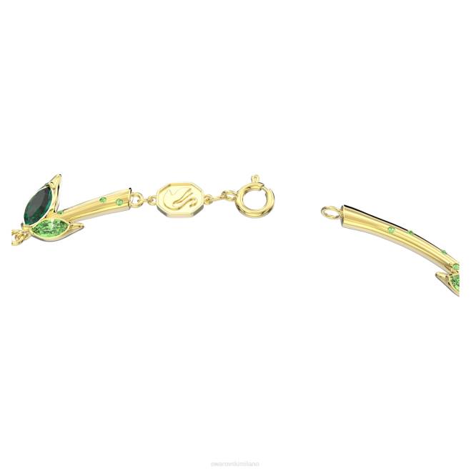 Swarovski DV4B142 gioielleria bambù, verde, placcato color oro collana dellio