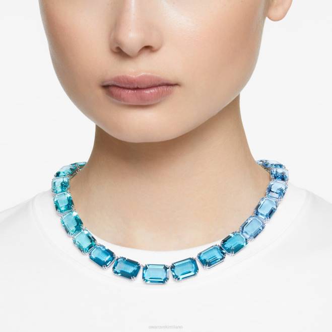 Swarovski DV4B143 gioielleria blu, rodiato collana millenia taglio ottagonale