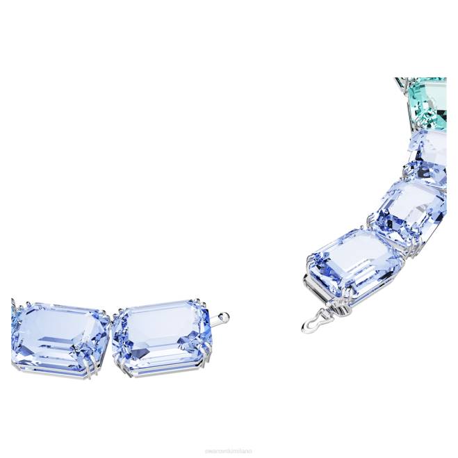 Swarovski DV4B143 gioielleria blu, rodiato collana millenia taglio ottagonale