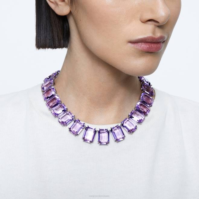 Swarovski DV4B144 gioielleria cristalli oversize, viola, placcati rodio collana millenia taglio ottagonale