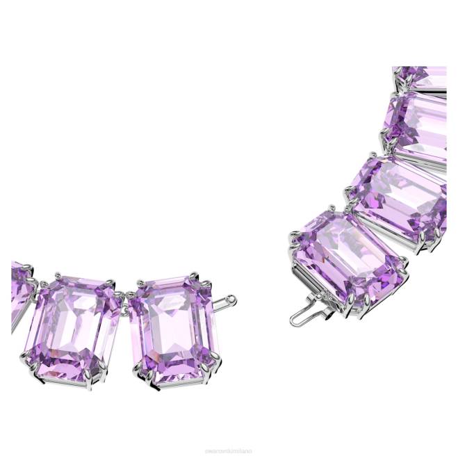 Swarovski DV4B144 gioielleria cristalli oversize, viola, placcati rodio collana millenia taglio ottagonale