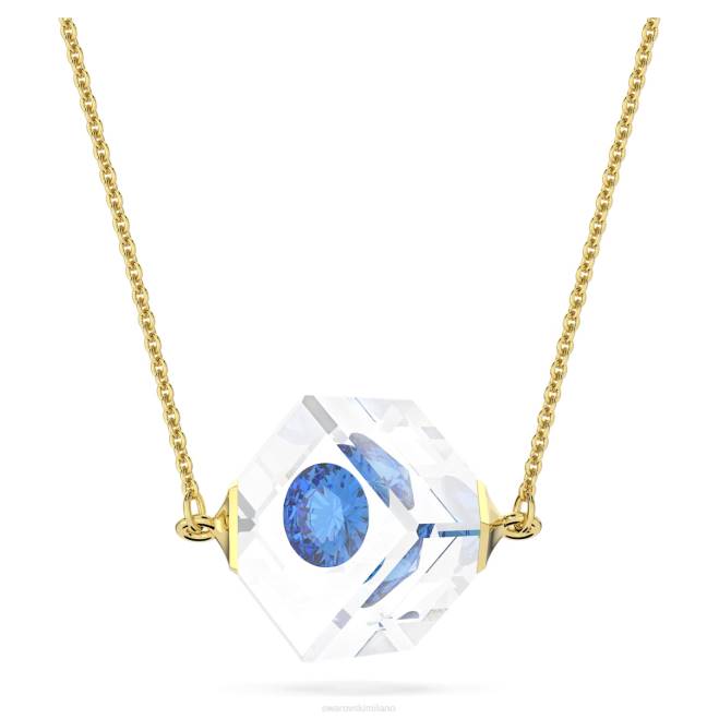 Swarovski DV4B145 gioielleria chaton fluttuante, blu, placcato color oro collana curiosa