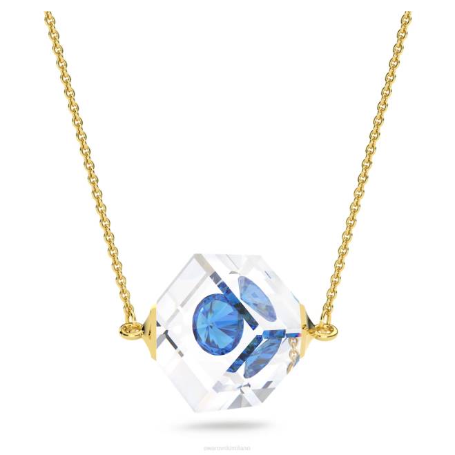 Swarovski DV4B145 gioielleria chaton fluttuante, blu, placcato color oro collana curiosa