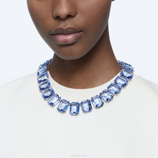 Swarovski DV4B148 gioielleria cristalli oversize, blu, placcati rodio collana millenia taglio ottagonale