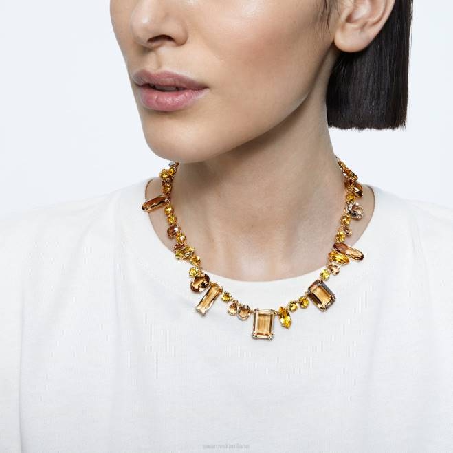 Swarovski DV4B152 gioielleria tagli misti, multicolori, placcati oro collana gemma