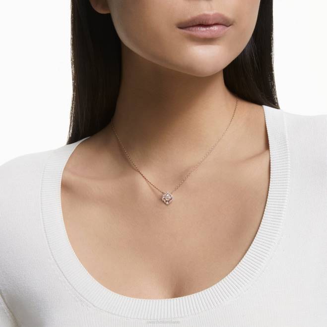 Swarovski DV4B155 gioielleria trifoglio, bianco, placcato tonalità oro rosa collana di danza scintillante