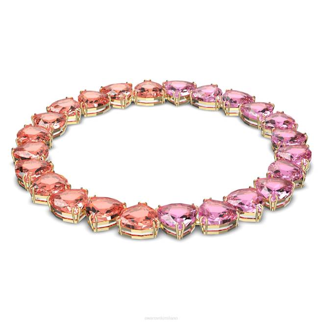 Swarovski DV4B157 gioielleria cristalli oversize, taglio trilliant, multicolori, placcati color oro collana millenaria