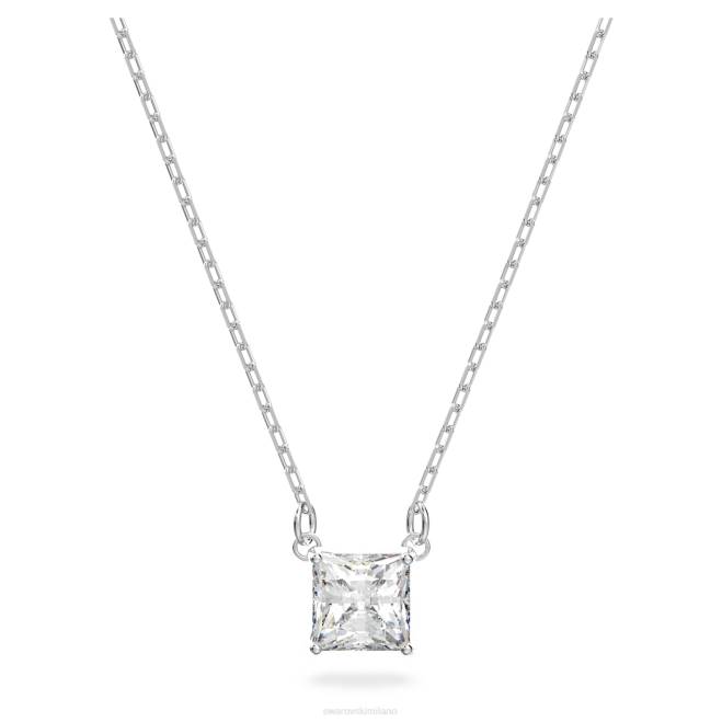 Swarovski DV4B15 gioielleria taglio quadrato, bianco, placcato rodio attirare la collana