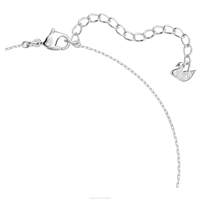 Swarovski DV4B15 gioielleria taglio quadrato, bianco, placcato rodio attirare la collana