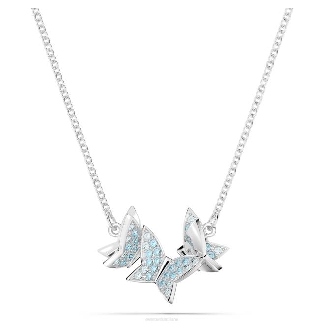 Swarovski DV4B16 gioielleria farfalla, blu, placcato rodio collana giglio