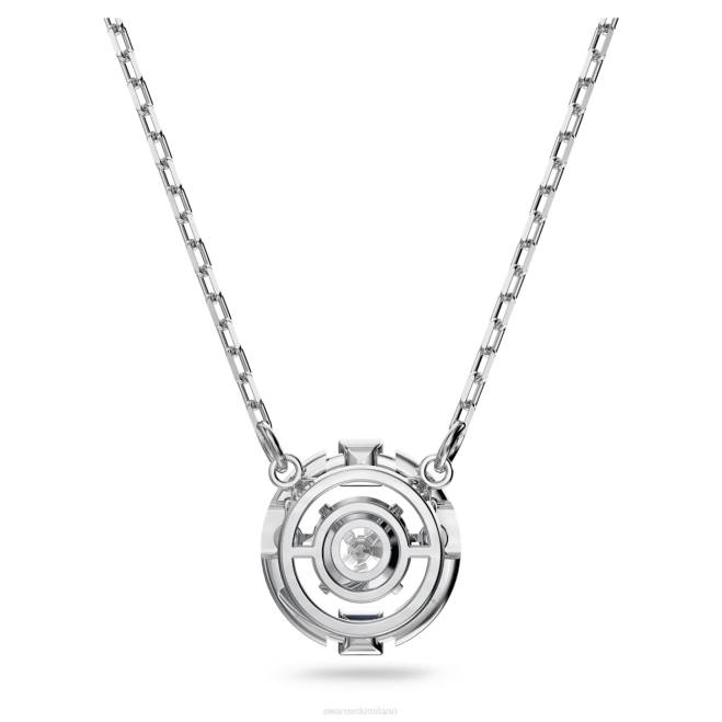 Swarovski DV4B17 gioielleria taglio rotondo, bianco, placcato rodio collana di danza scintillante