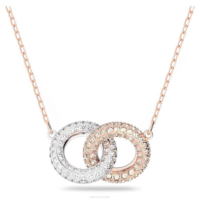 Swarovski DV4B18 gioielleria cerchi intrecciati, bianco, placcato tonalità oro rosa collana di pietra