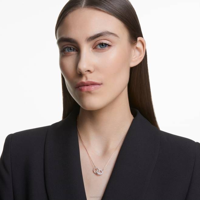 Swarovski DV4B18 gioielleria cerchi intrecciati, bianco, placcato tonalità oro rosa collana di pietra