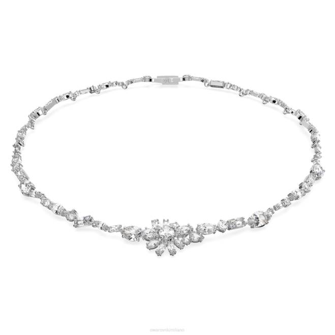 Swarovski DV4B20 gioielleria tagli misti, fiore, bianco, rodiato collana gemma