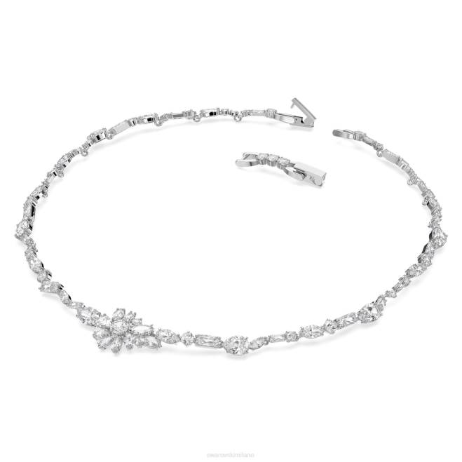 Swarovski DV4B20 gioielleria tagli misti, fiore, bianco, rodiato collana gemma