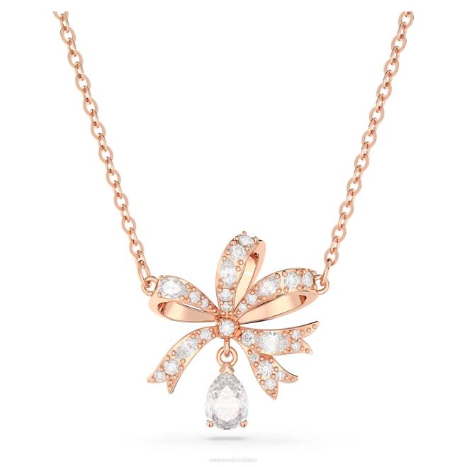 Swarovski DV4B222 gioielleria fiocco, bianco, placcato tonalità oro rosa collana volta
