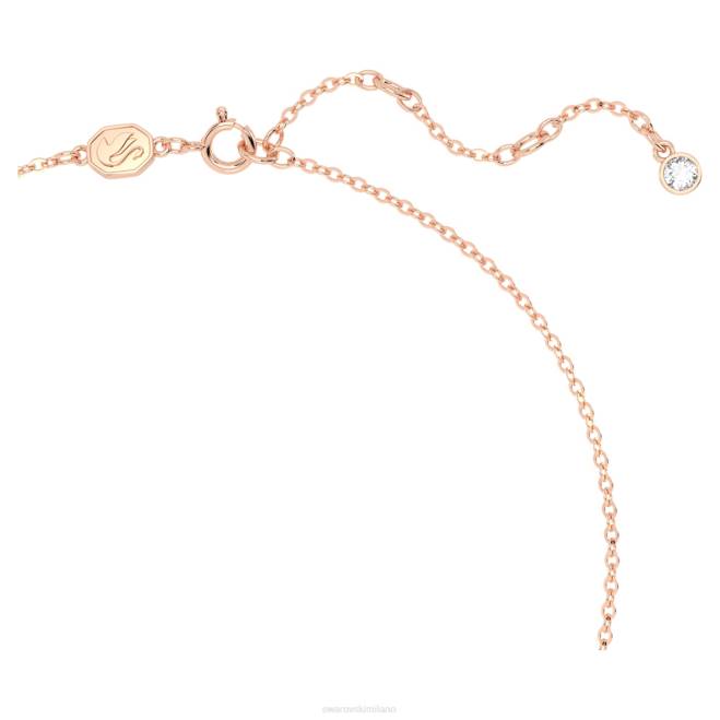 Swarovski DV4B222 gioielleria fiocco, bianco, placcato tonalità oro rosa collana volta
