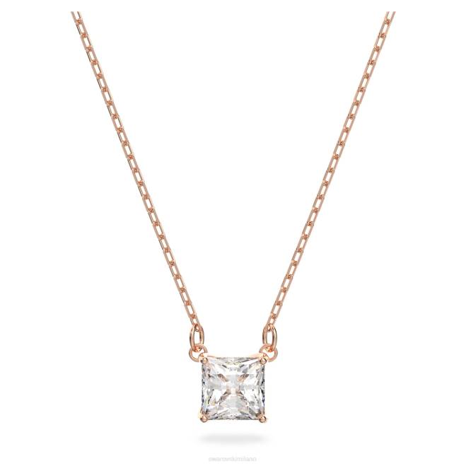 Swarovski DV4B22 gioielleria taglio quadrato, bianco, placcato tonalità oro rosa attirare la collana