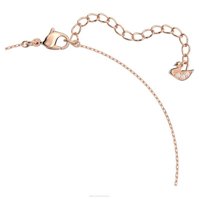Swarovski DV4B22 gioielleria taglio quadrato, bianco, placcato tonalità oro rosa attirare la collana