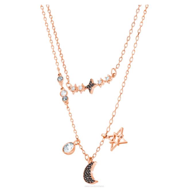 Swarovski DV4B24 gioielleria luna e stella, nero, placcato tonalità oro rosa collana simbolica