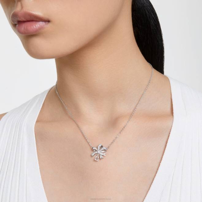 Swarovski DV4B258 gioielleria fiocco, bianco, placcato rodio collana volta