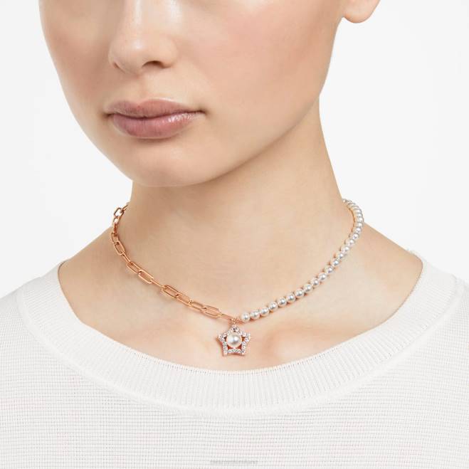 Swarovski DV4B263 gioielleria stella, bianco, placcato tonalità oro rosa collana stella