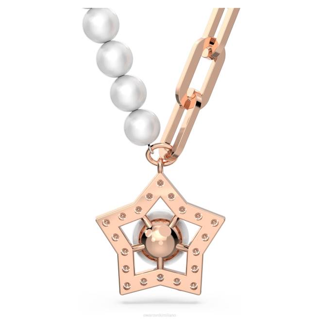 Swarovski DV4B263 gioielleria stella, bianco, placcato tonalità oro rosa collana stella