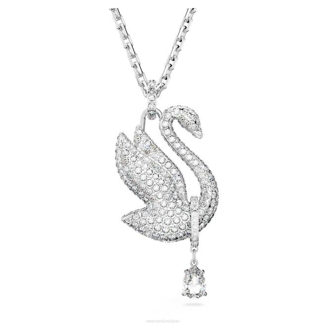 Swarovski DV4B269 gioielleria cigno, bianco, placcato rodio iconica collana con cigno