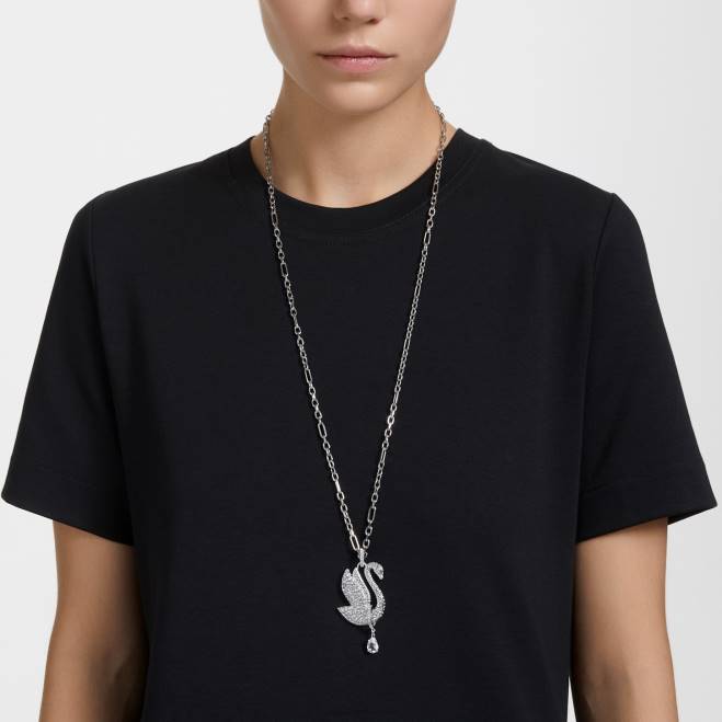 Swarovski DV4B269 gioielleria cigno, bianco, placcato rodio iconica collana con cigno
