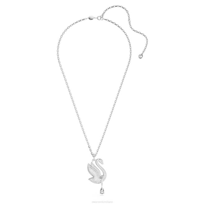 Swarovski DV4B269 gioielleria cigno, bianco, placcato rodio iconica collana con cigno
