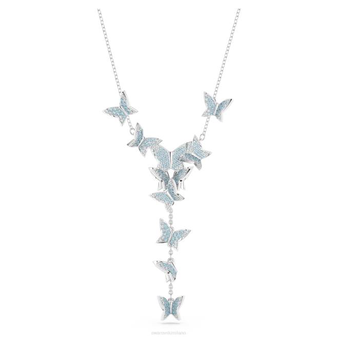 Swarovski DV4B26 gioielleria farfalla, blu, placcato rodio collana giglio e