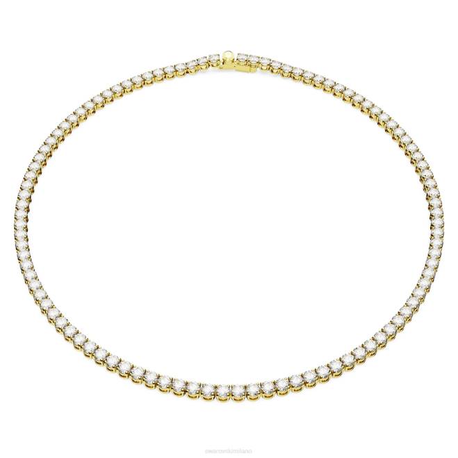 Swarovski DV4B2 gioielleria taglio rotondo, bianco, placcato oro collana da tennis Matrix