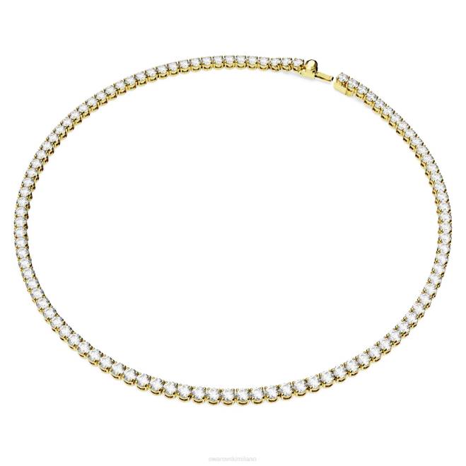 Swarovski DV4B2 gioielleria taglio rotondo, bianco, placcato oro collana da tennis Matrix