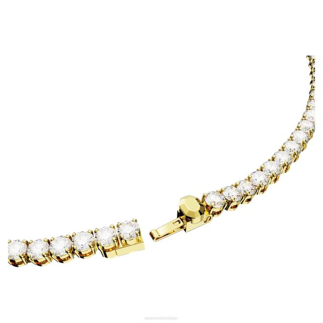 Swarovski DV4B2 gioielleria taglio rotondo, bianco, placcato oro collana da tennis Matrix