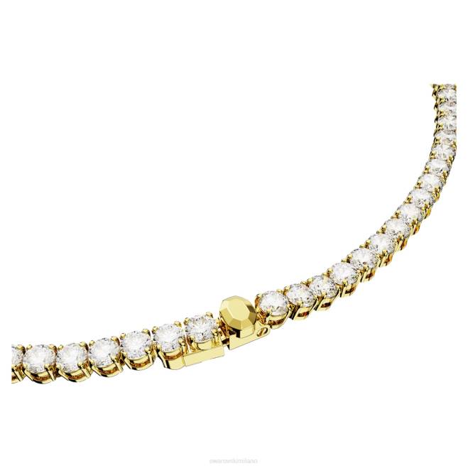Swarovski DV4B2 gioielleria taglio rotondo, bianco, placcato oro collana da tennis Matrix