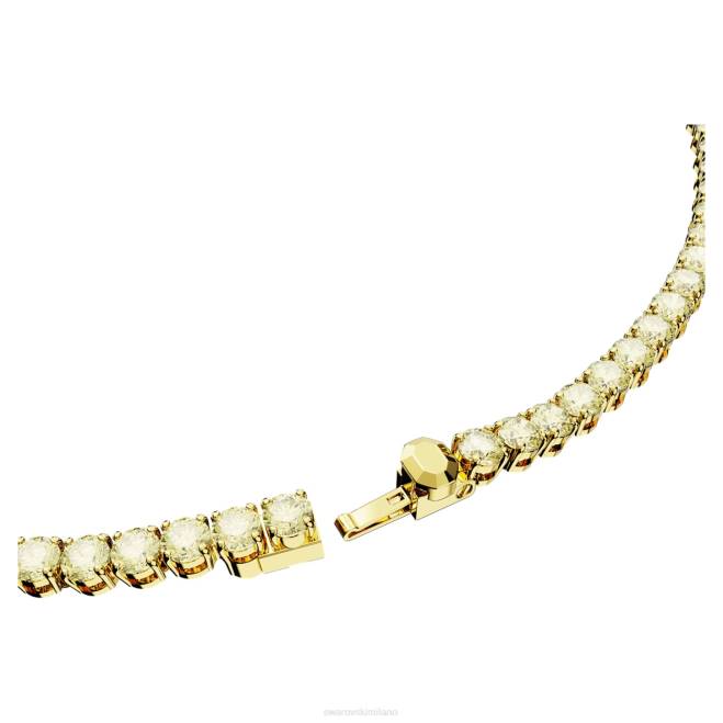 Swarovski DV4B30 gioielleria taglio rotondo, giallo, placcato color oro collana da tennis Matrix