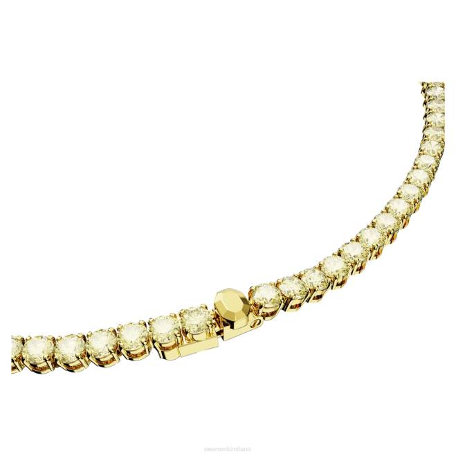 Swarovski DV4B30 gioielleria taglio rotondo, giallo, placcato color oro collana da tennis Matrix