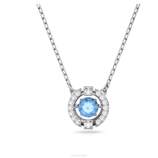 Swarovski DV4B31 gioielleria taglio rotondo, blu, placcato rodio collana di danza scintillante