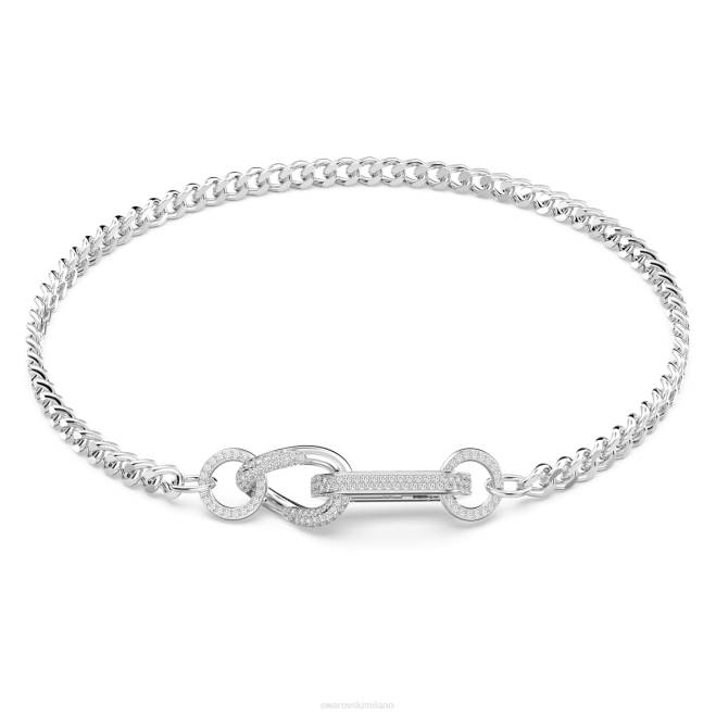 Swarovski DV4B33 gioielleria pavé, maglie miste, bianco, placcato rodio collana destrezza