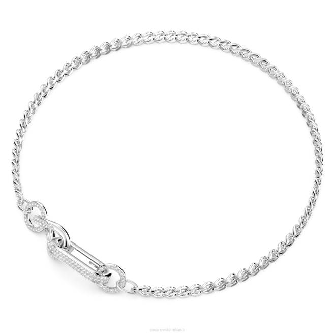 Swarovski DV4B33 gioielleria pavé, maglie miste, bianco, placcato rodio collana destrezza
