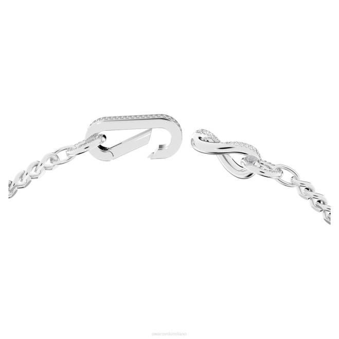 Swarovski DV4B33 gioielleria pavé, maglie miste, bianco, placcato rodio collana destrezza