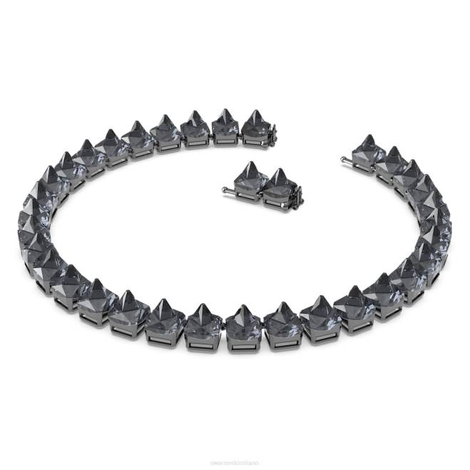 Swarovski DV4B345 gioielleria taglio piramidale, grigio, placcato rutenio collana di ortice