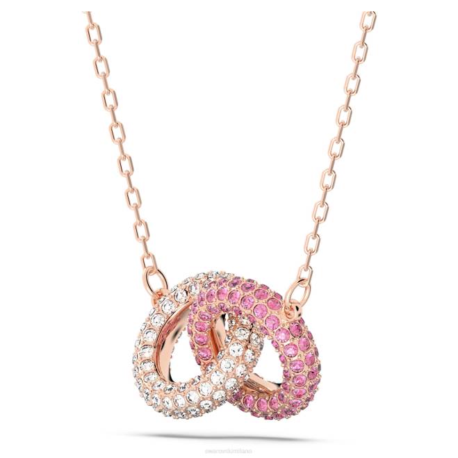 Swarovski DV4B35 gioielleria cerchi intrecciati, rosa, placcato tonalità oro rosa collana di pietra